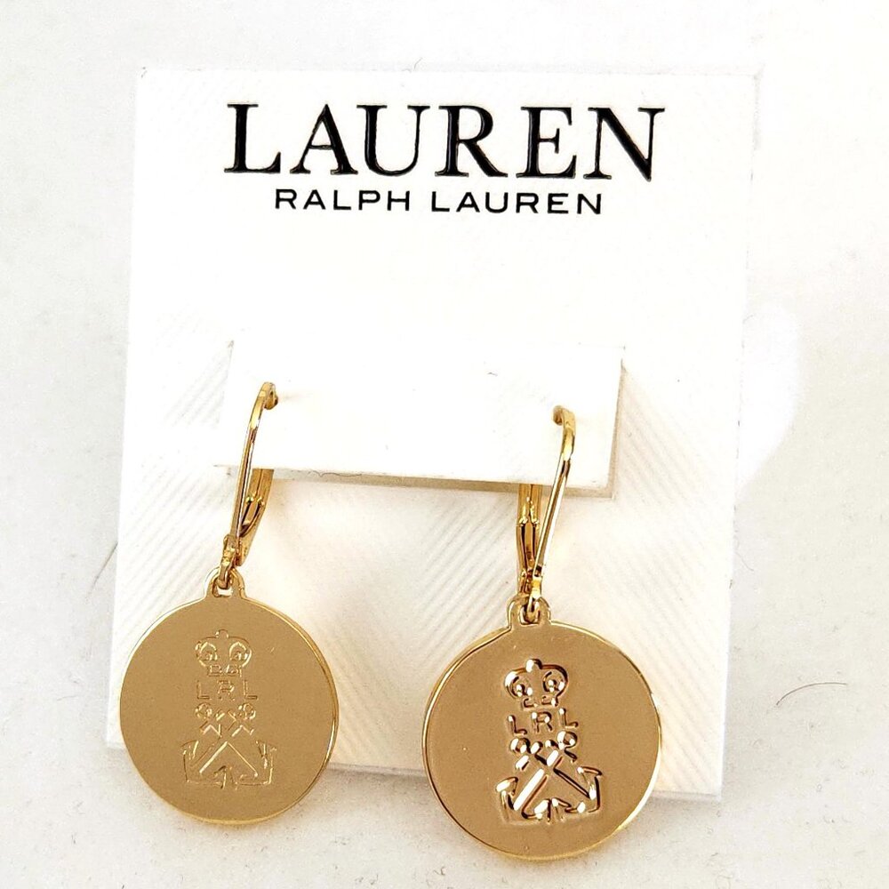 Ralph Lauren Beautiful Anchor Logo Drop Earrings - Picture 2 of 5